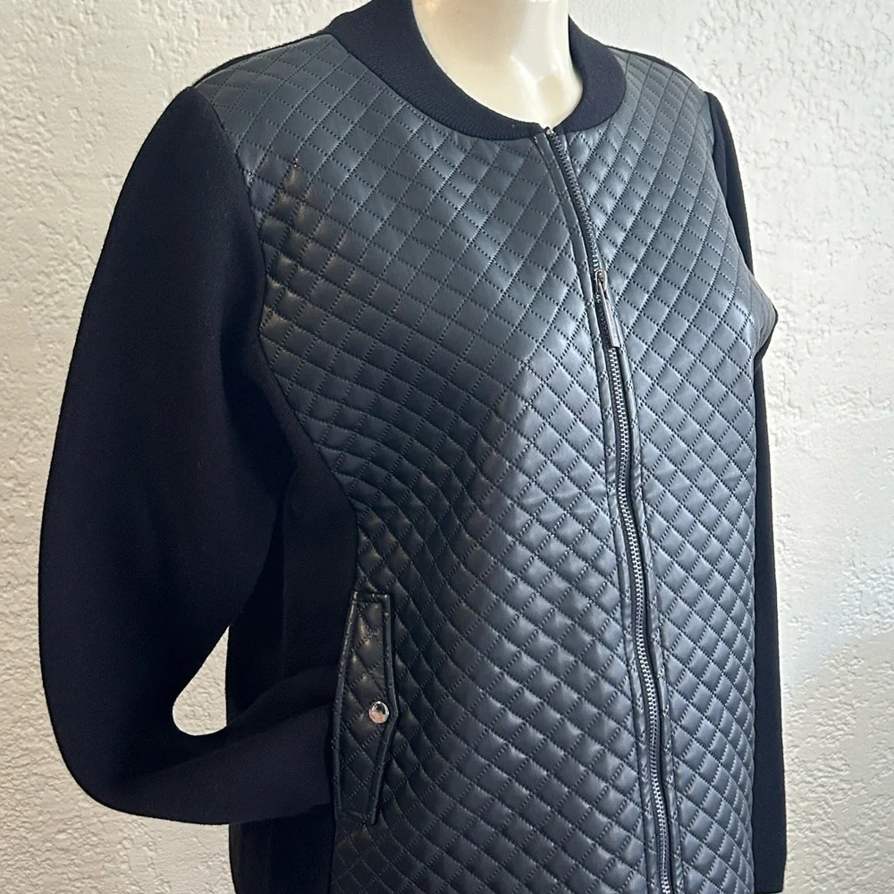 Cynthia Rowley MED Faux Leather front blazer NWT